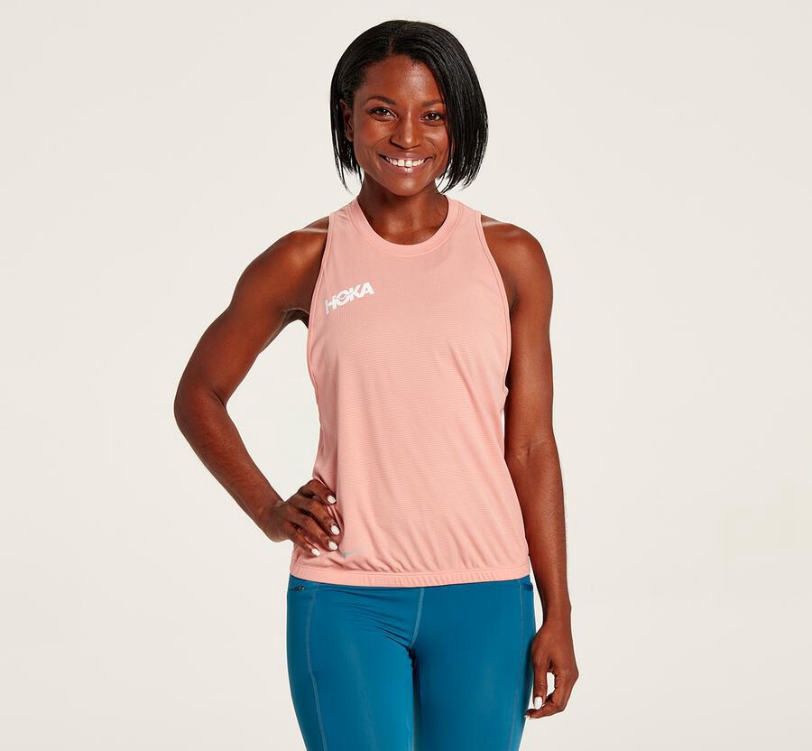 Hoka One One Performance Utility Tank Top Dam - Rosa - ATNGB-4251